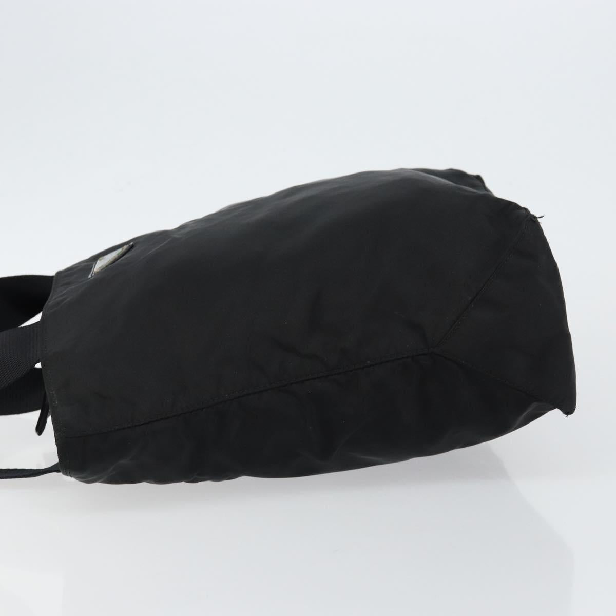 PRADA Tote Bag Nylon Black Silver Auth bs30018