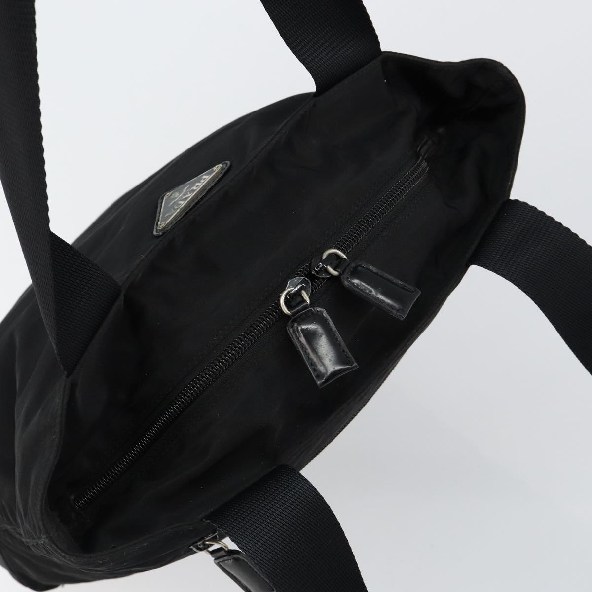 PRADA Tote Bag Nylon Black Silver Auth bs30018