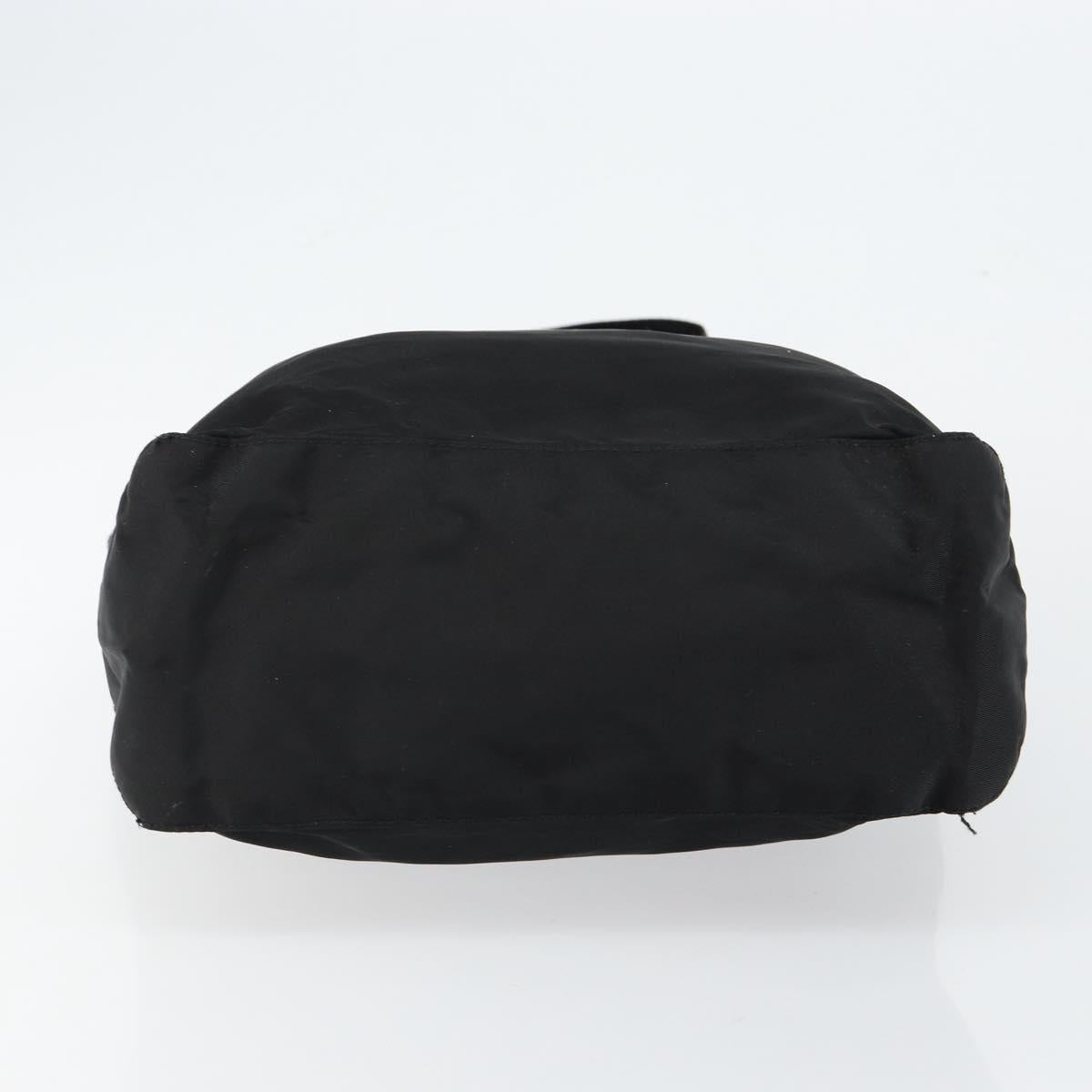 PRADA Tote Bag Nylon Black Silver Auth bs30018