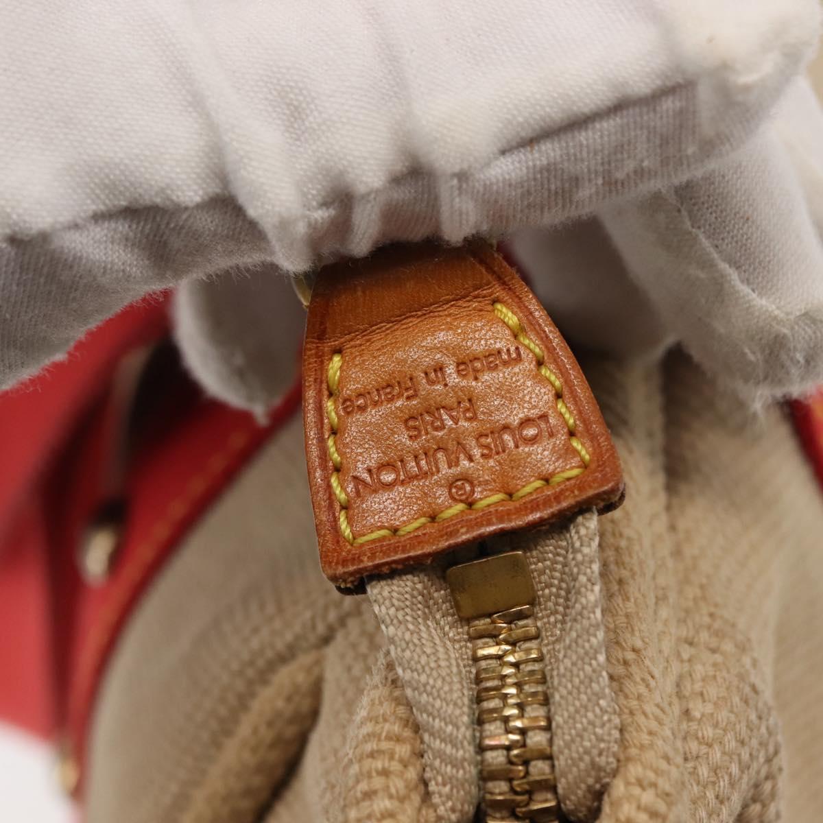 LOUIS VUITTON Antigua Cabas MM Tote Bag Beige Red M40035 LV Auth bs30019