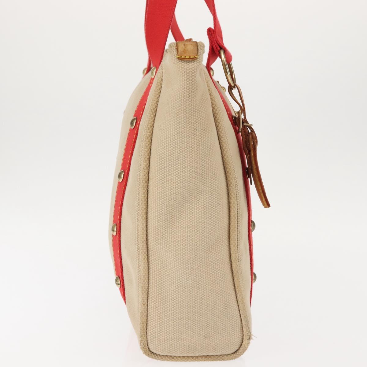 LOUIS VUITTON Antigua Cabas MM Tote Bag Beige Red M40035 LV Auth bs30019