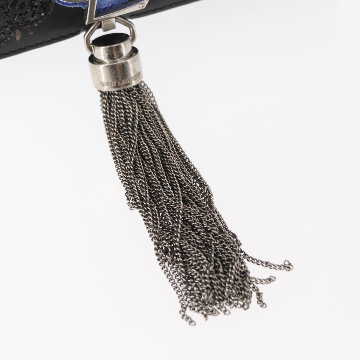 SAINT LAURENT Kate Tassel Chain Shoulder Bag Leather Black Silver Auth bs30026