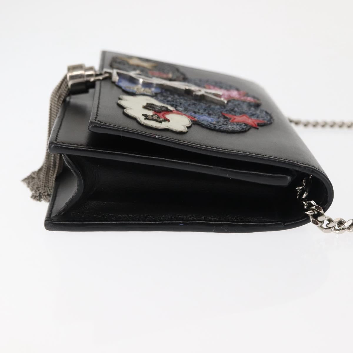 SAINT LAURENT Kate Tassel Chain Shoulder Bag Leather Black Silver Auth bs30026