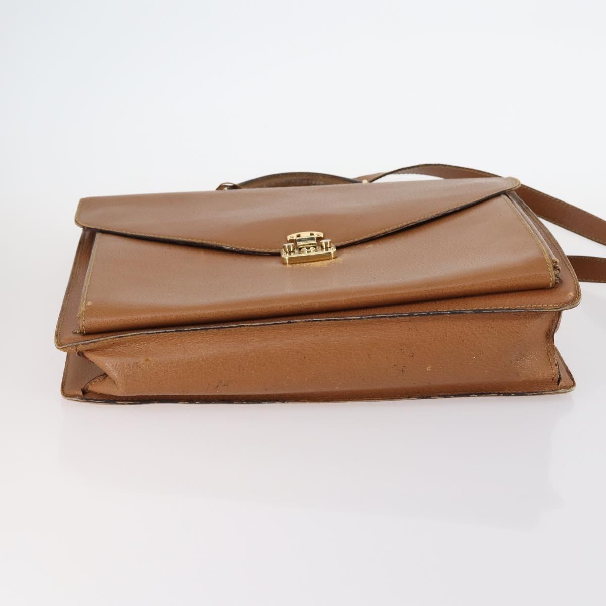 GUCCI Shoulder Bag Leather Enamel 5Set Brown Black Auth bs30027