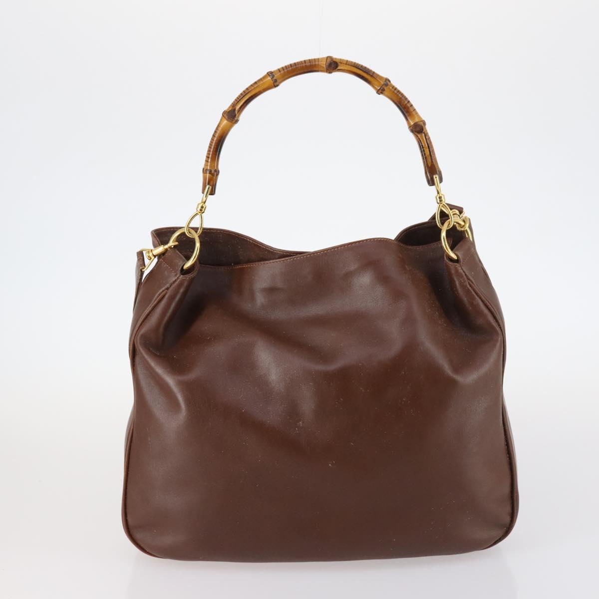 GUCCI Shoulder Bag Leather Enamel 5Set Brown Black Auth bs30027