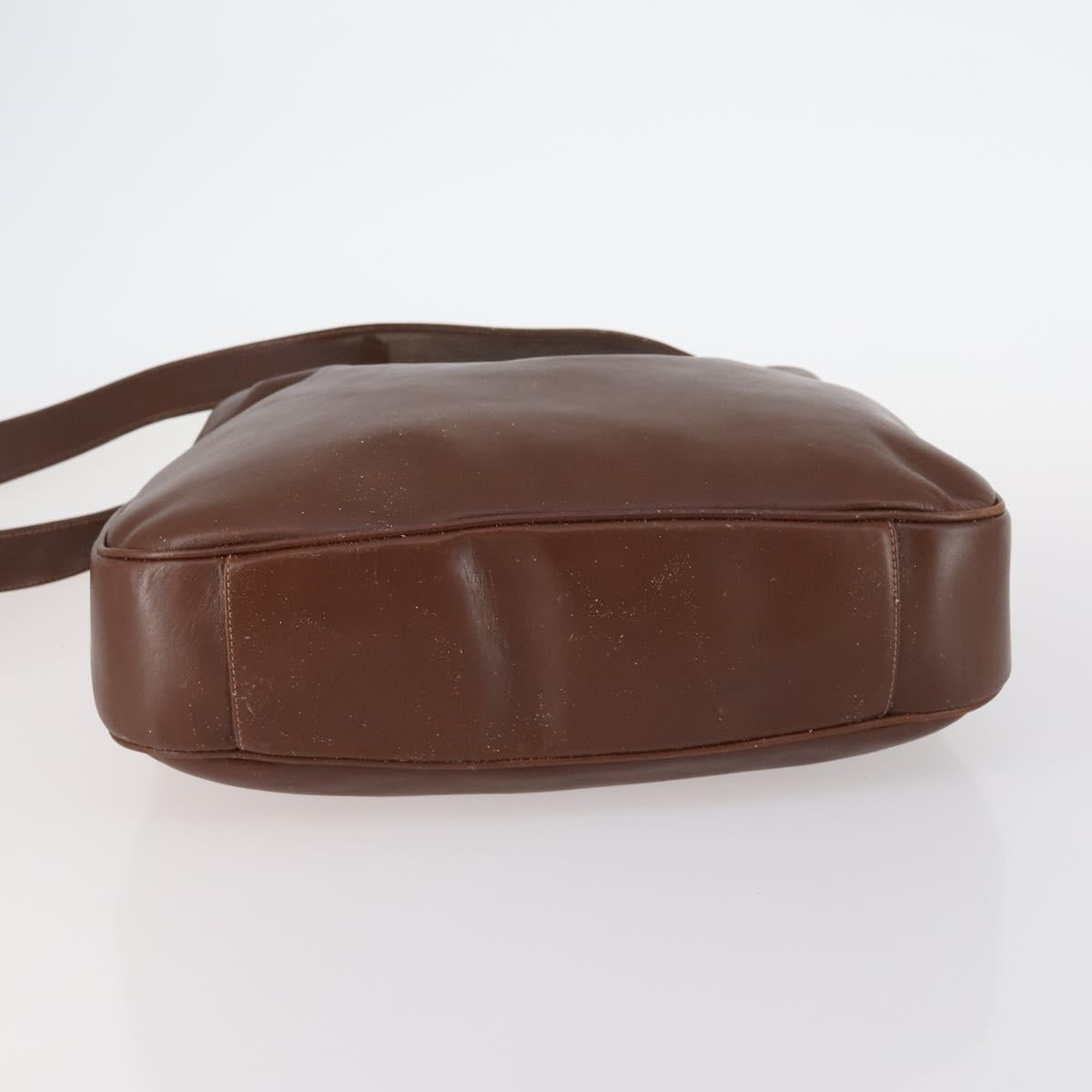 GUCCI Shoulder Bag Leather Enamel 5Set Brown Black Auth bs30027