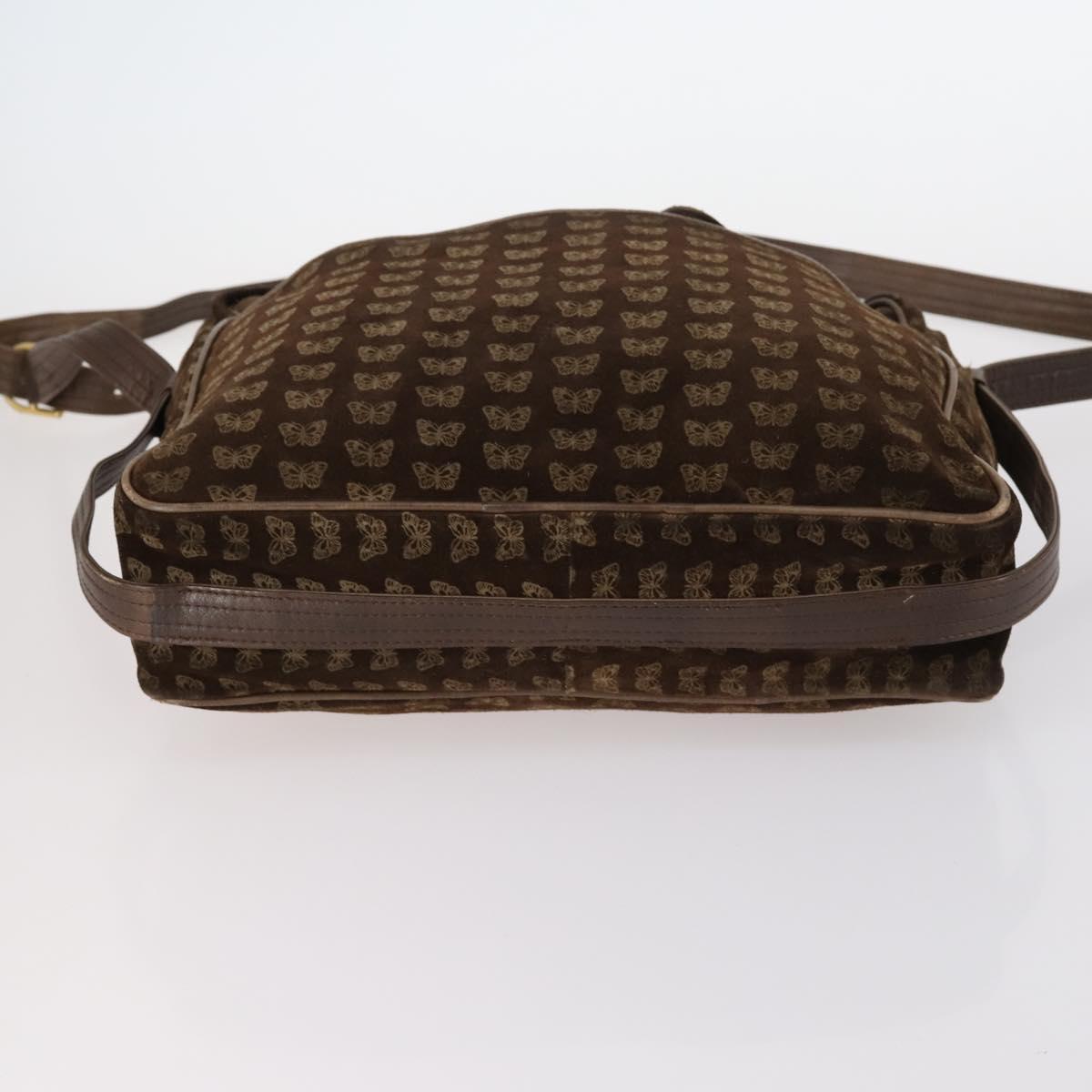 BOTTEGA VENETA Shoulder Bag Nylon 6Set Brown Black beige Auth bs30029