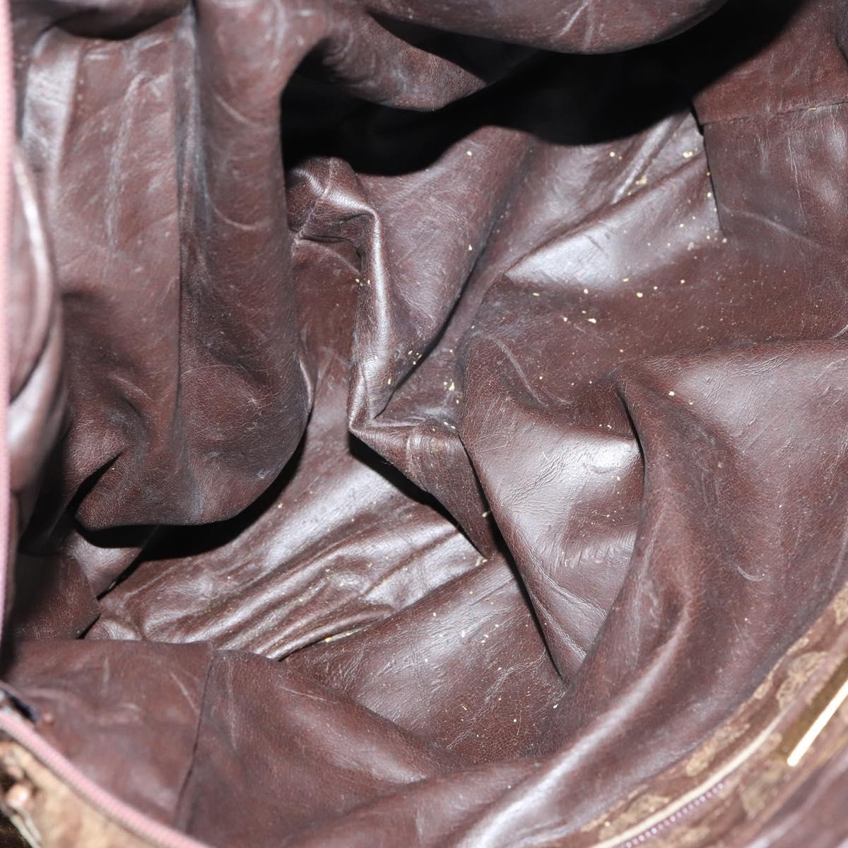 BOTTEGA VENETA Shoulder Bag Nylon 6Set Brown Black beige Auth bs30029