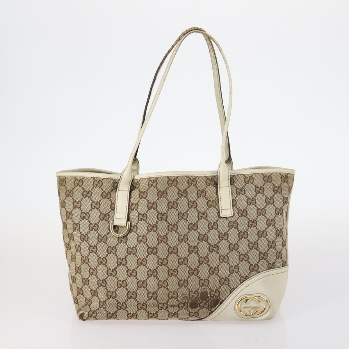 GUCCI GG Supreme Tote Bag PVC Canvas 3Set Beige Gold Auth bs30030