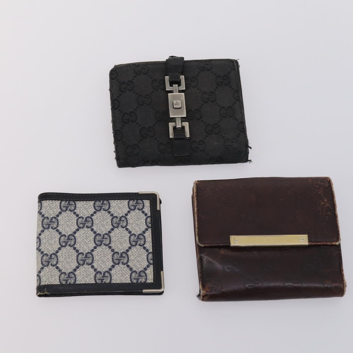 GUCCI GG Canvas Wallet Leather 10 Set Beige Black Auth bs30034