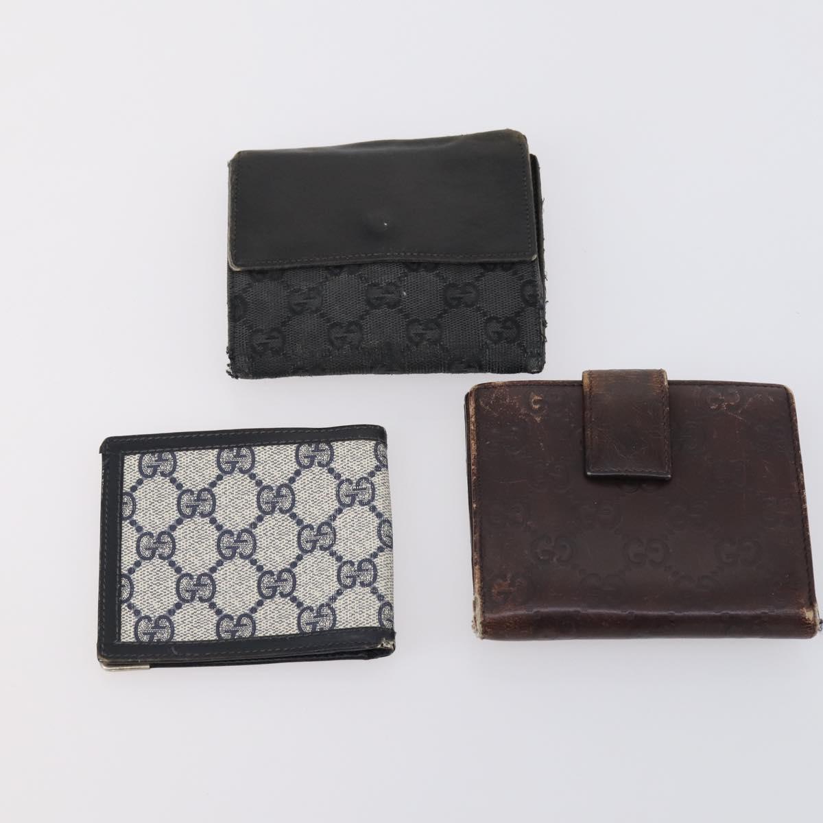 GUCCI GG Canvas Wallet Leather 10 Set Beige Black Auth bs30034