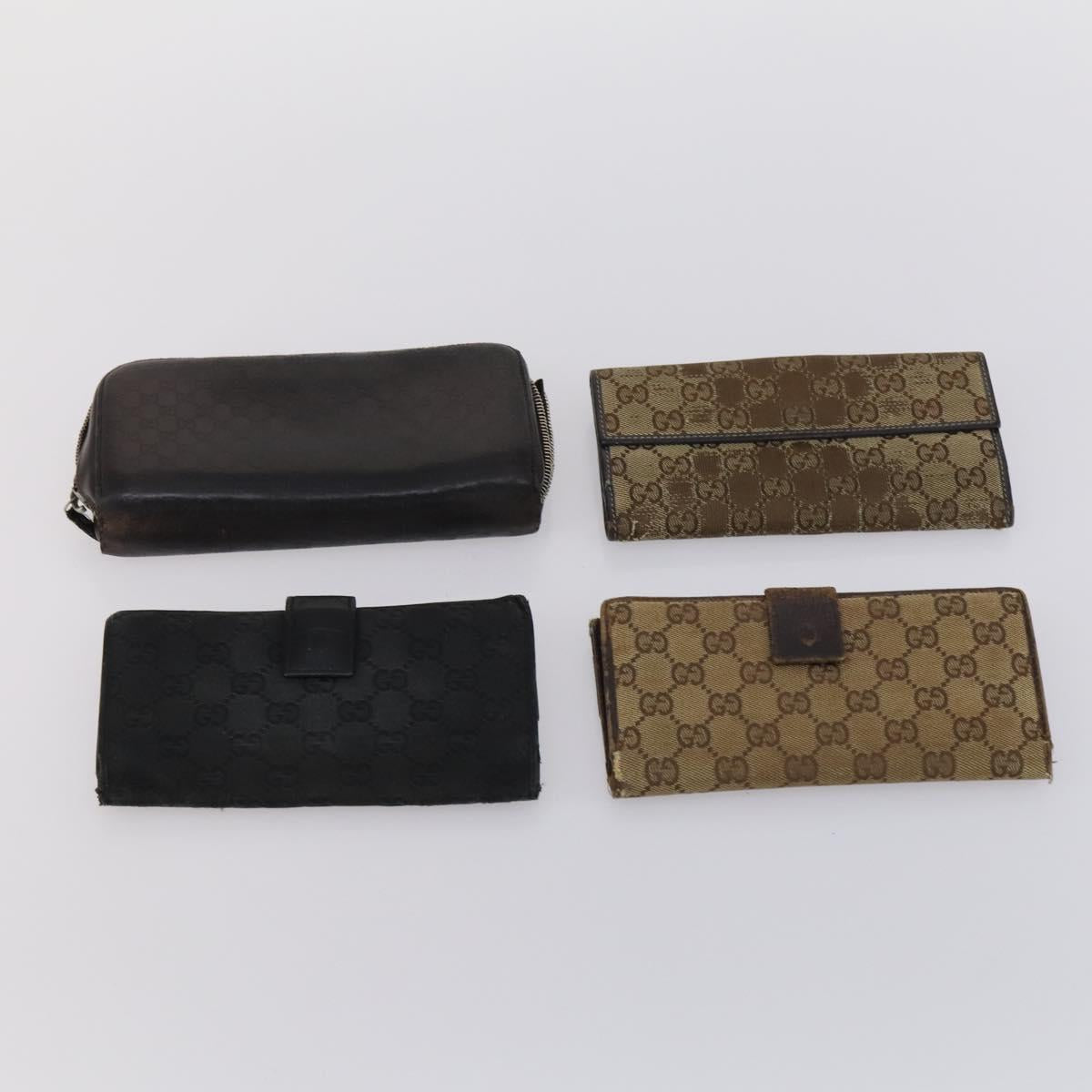 GUCCI GG Supreme Canvas Wallet PVC 7 Set Beige Black Auth bs30035