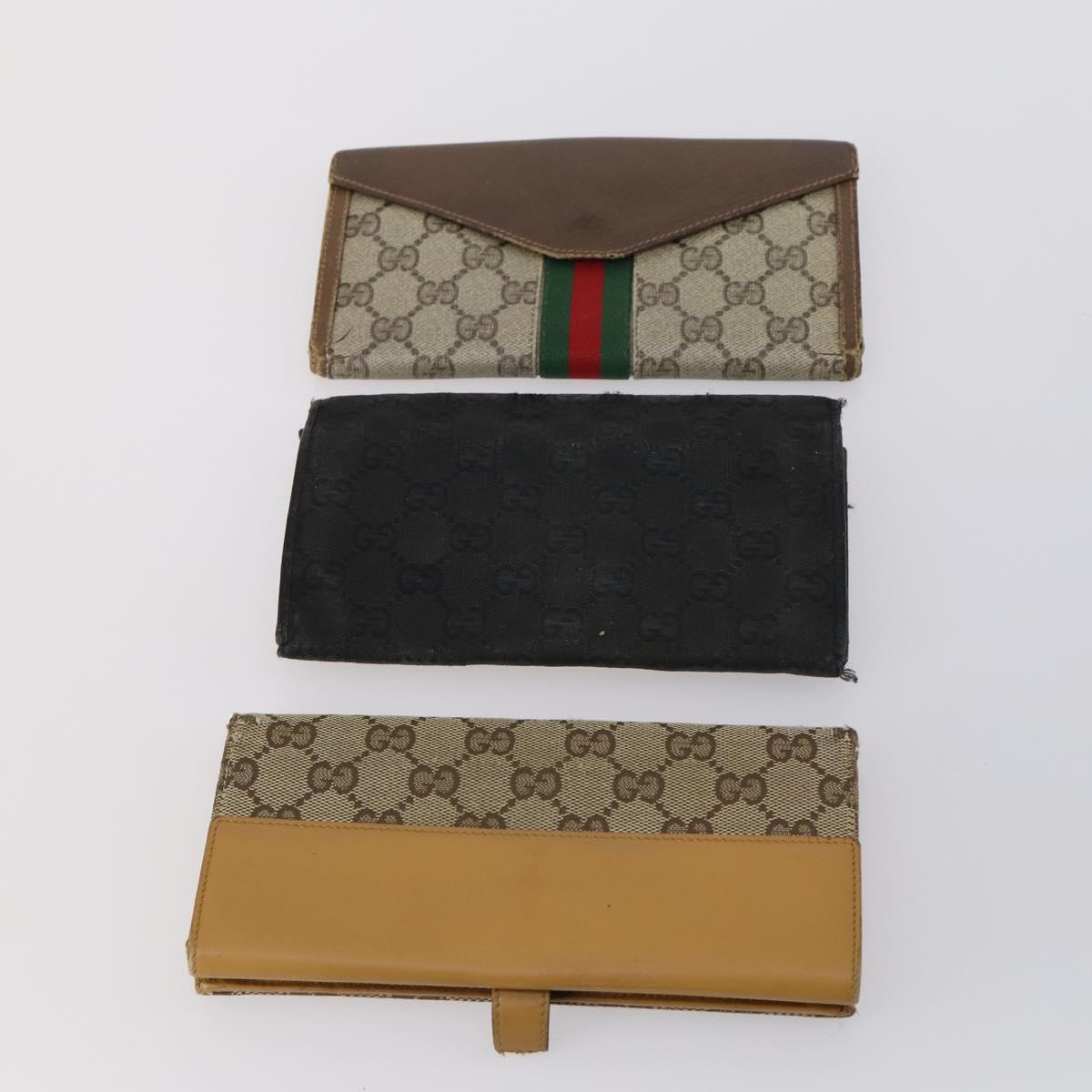 GUCCI GG Supreme Canvas Wallet PVC 7 Set Beige Black Auth bs30035