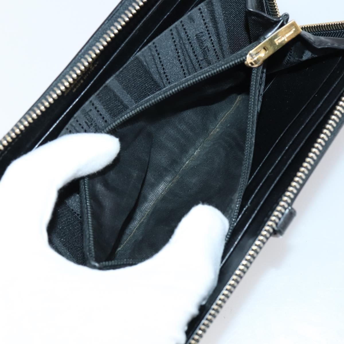 Salvatore Ferragamo Gancini Wallet Leather 11 pieces Black Yellow Auth bs30038