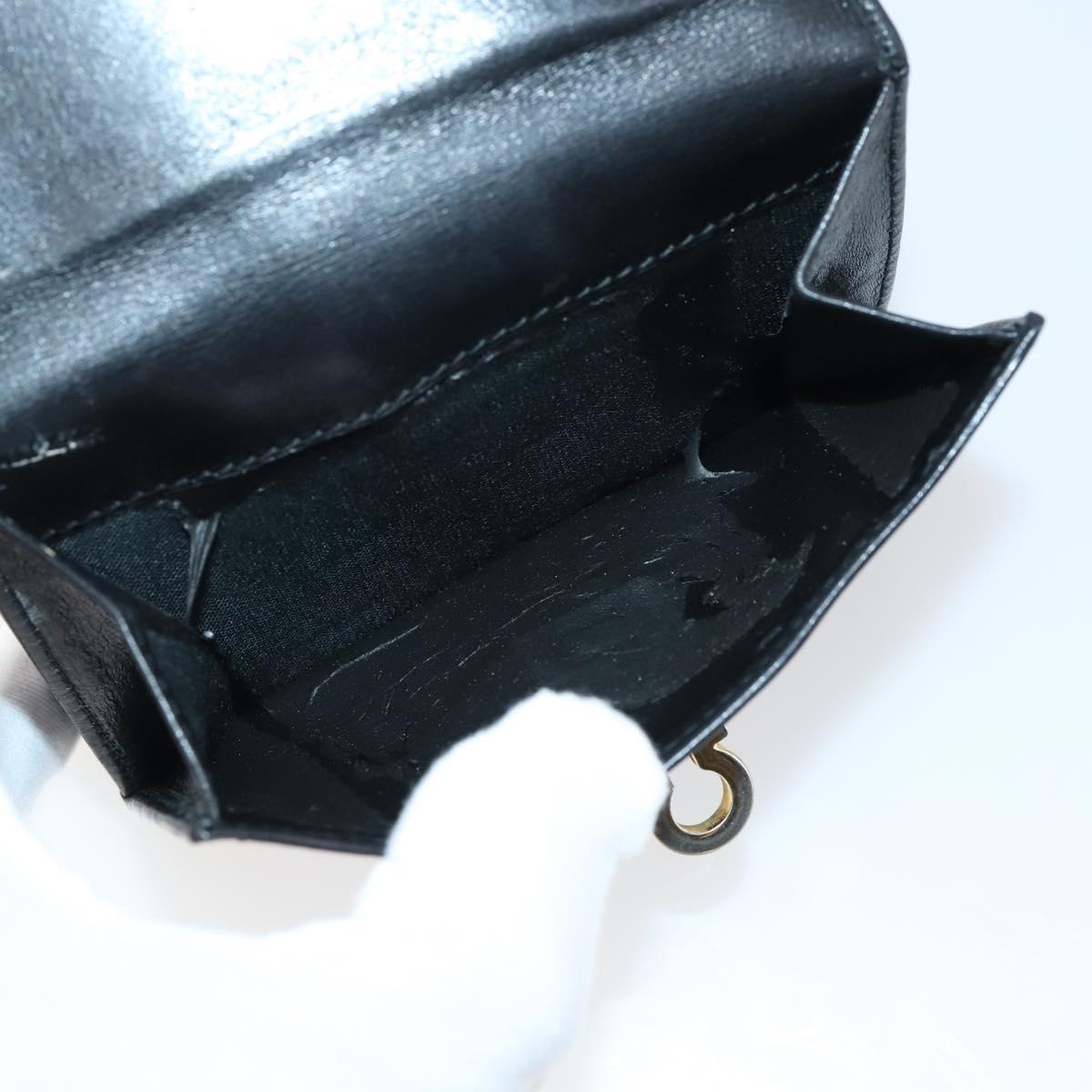 Salvatore Ferragamo Gancini Wallet Leather 11 pieces Black Yellow Auth bs30038