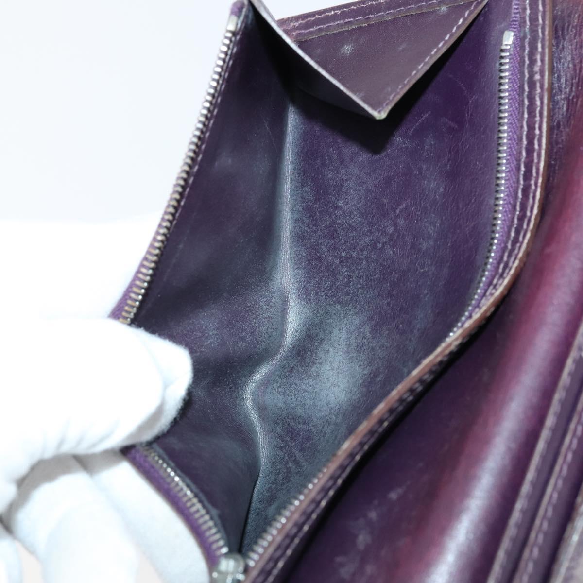 HERMES Wallet Leather Canvas 7 Set Beige Black Brown Auth bs30039