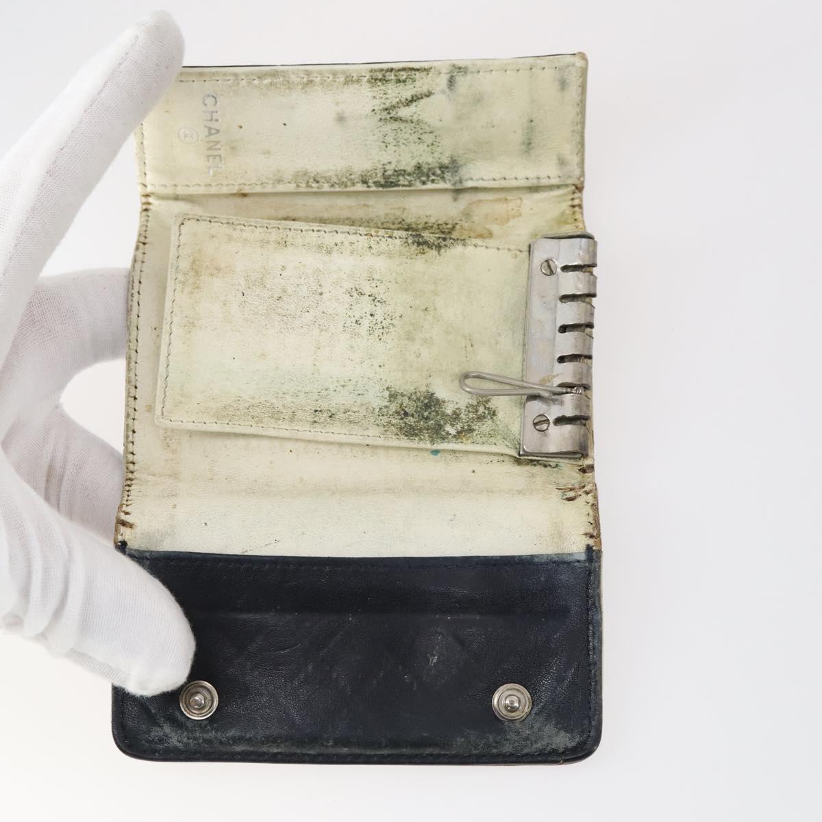 CHANEL Wallet Leather 6Set Black Blue CC Auth bs30040