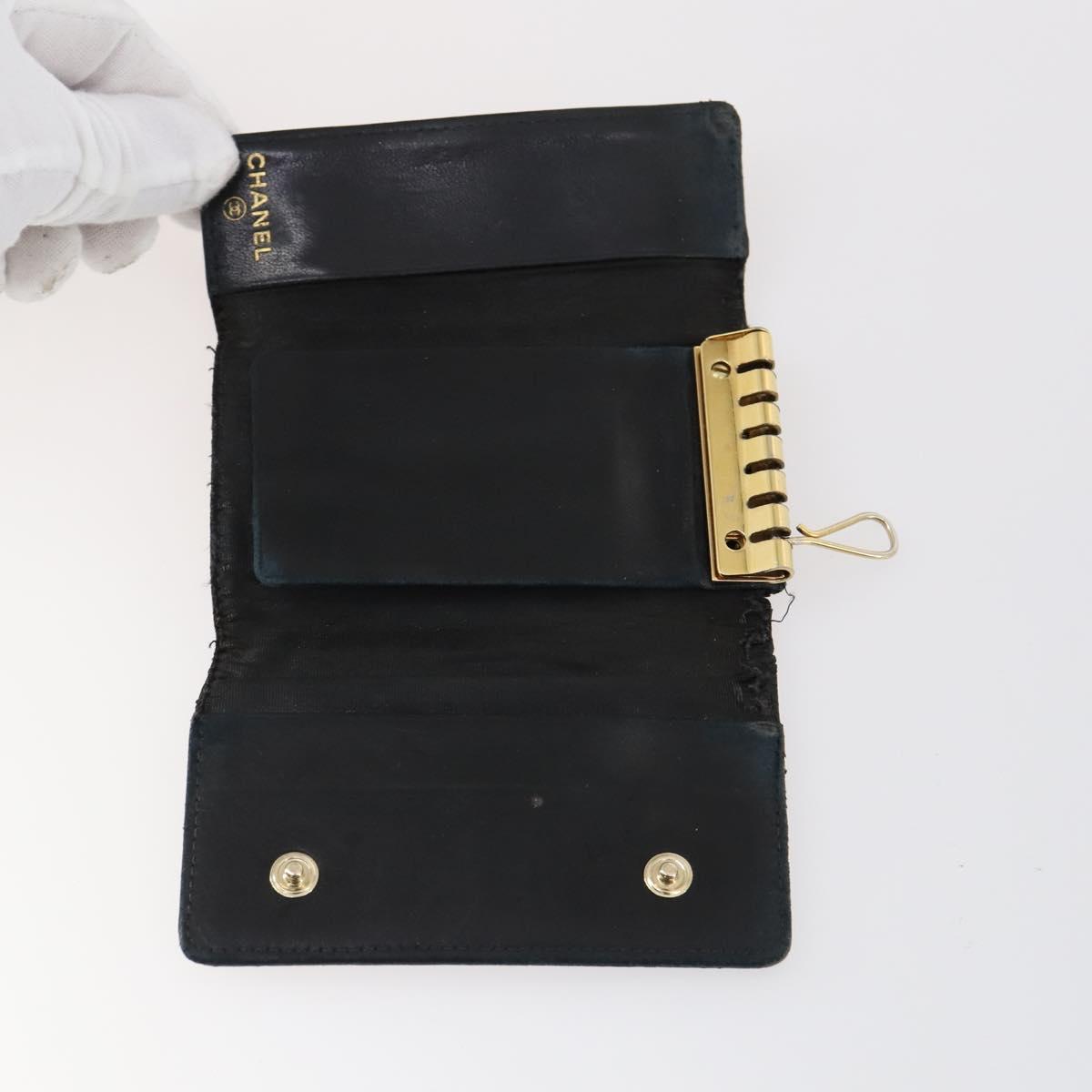 CHANEL Wallet Leather 6Set Black Blue CC Auth bs30040