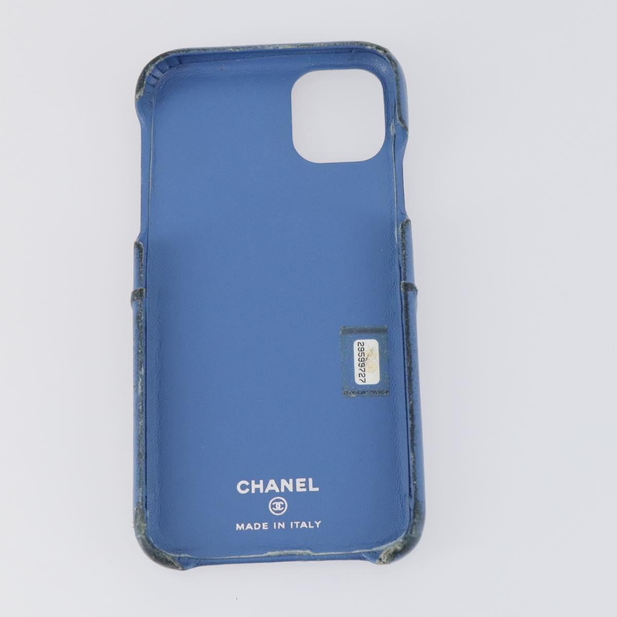 CHANEL Wallet Leather 6Set Black Blue CC Auth bs30040