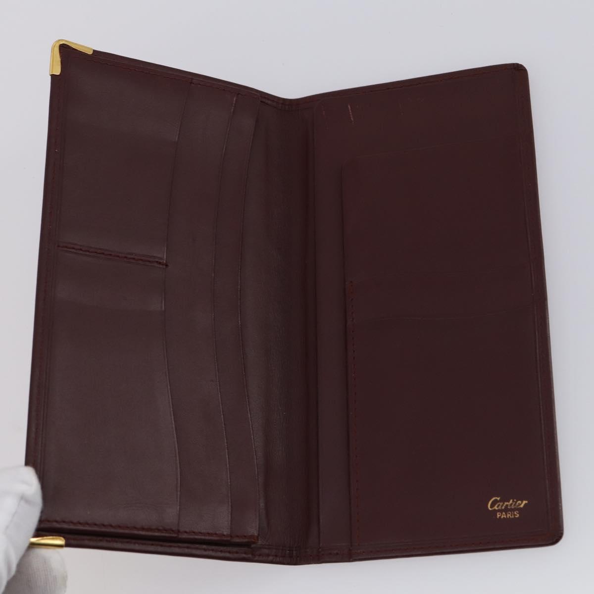 CARTIER Must Line Wallet Leather 13 Set Bordeaux Auth bs30041