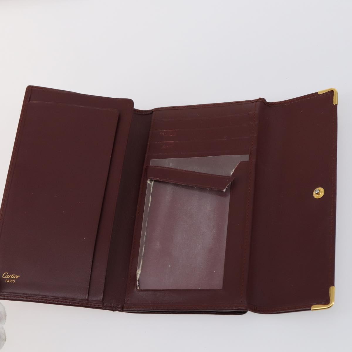 CARTIER Must Line Wallet Leather 13 Set Bordeaux Auth bs30041