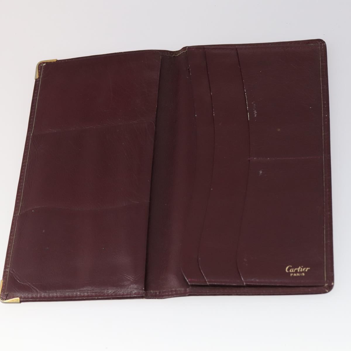 CARTIER Must Line Wallet Leather 13 Set Bordeaux Auth bs30041