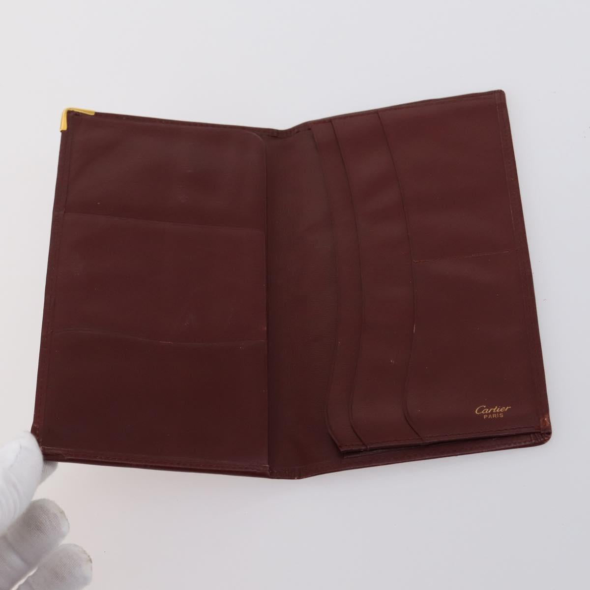 CARTIER Must Line Wallet Leather 13 Set Bordeaux Auth bs30041