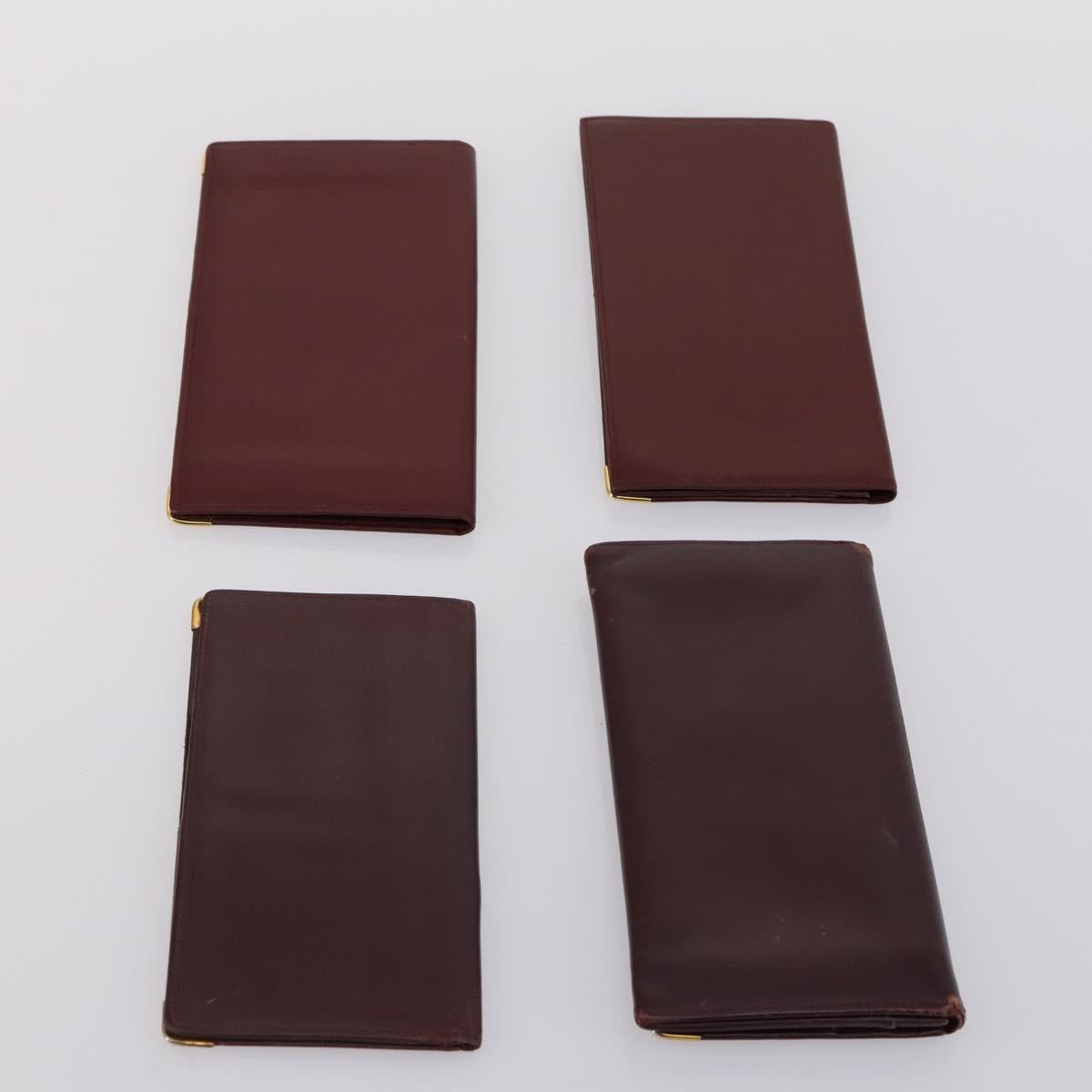 CARTIER Must Line Wallet Leather 13 Set Bordeaux Auth bs30041