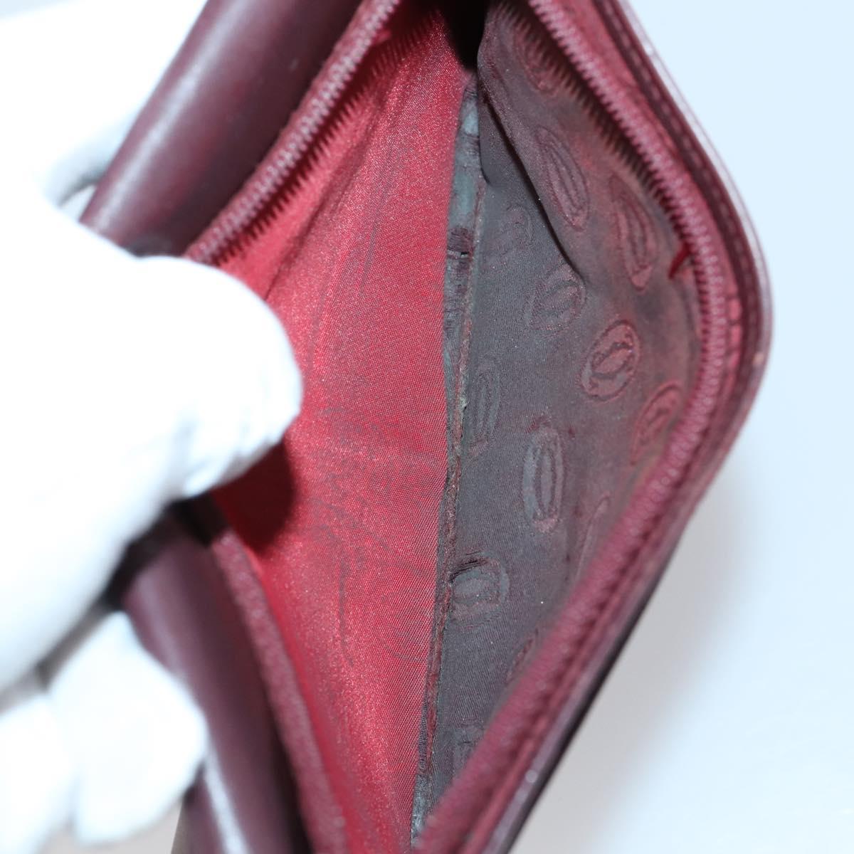 CARTIER Must Line Wallet Leather 13 Set Bordeaux Auth bs30041