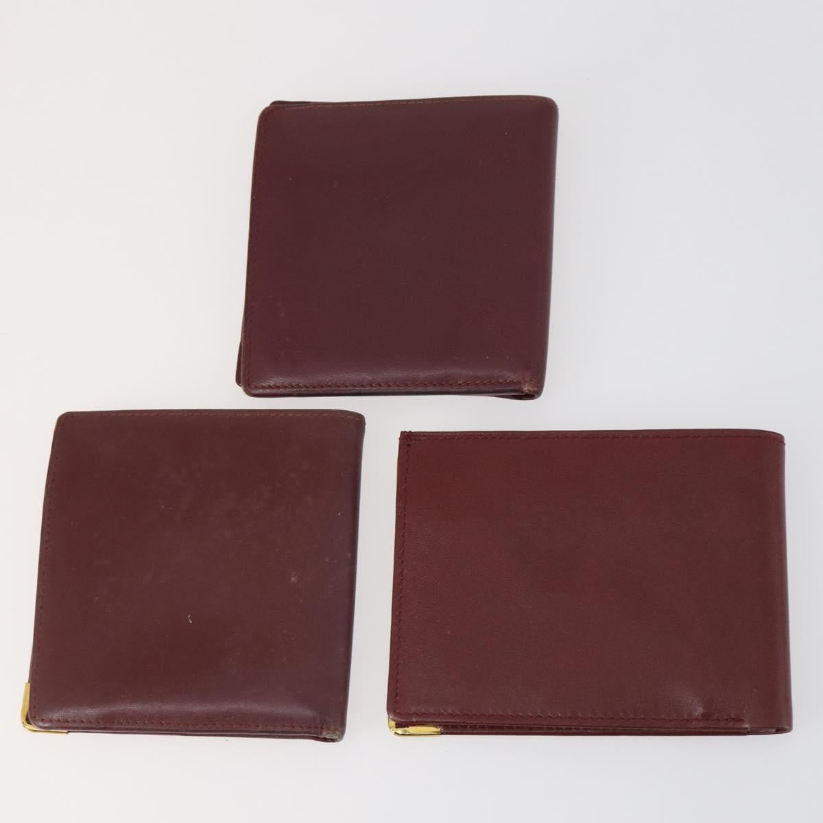 CARTIER Wallet Leather 10set Bordeaux Black Auth bs30042