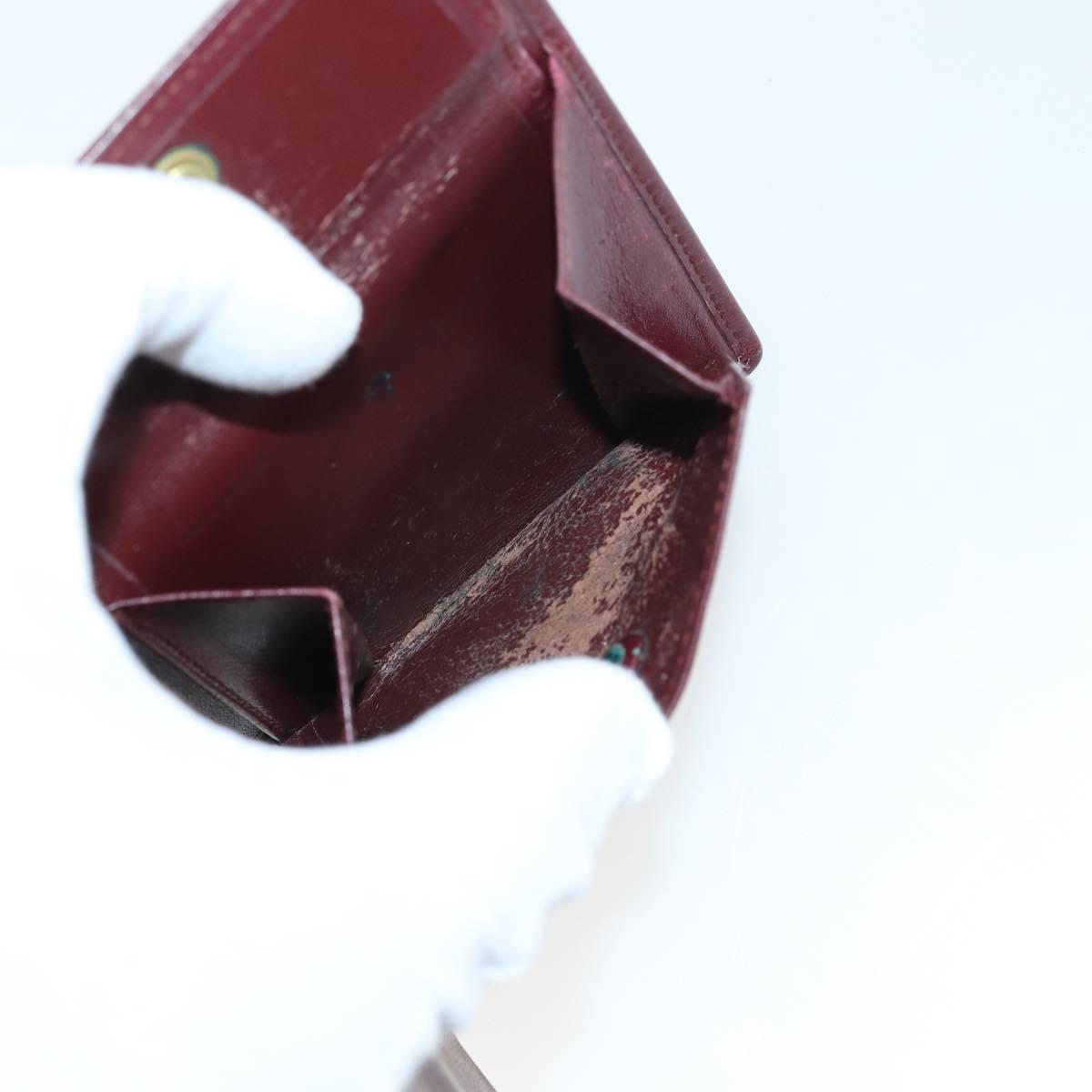 CARTIER Wallet Leather 10set Bordeaux Black Auth bs30042