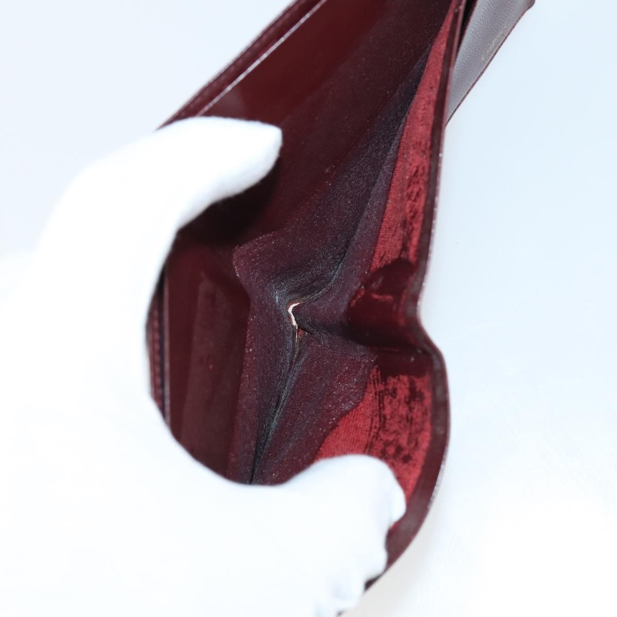 CARTIER Wallet Leather 10set Bordeaux Black Auth bs30042