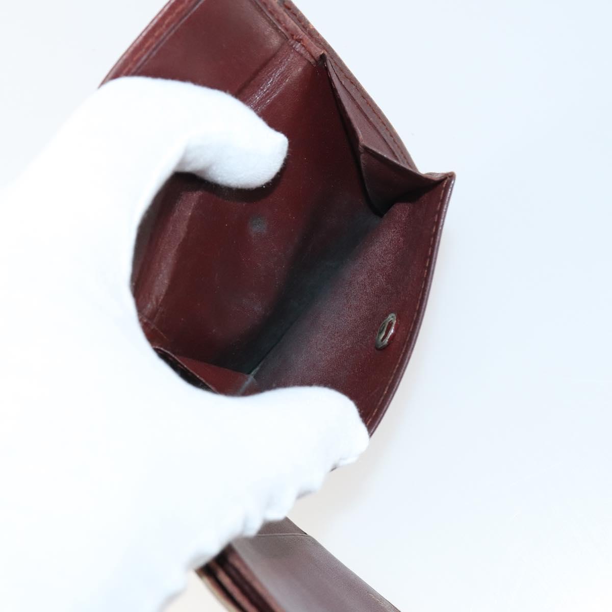 CARTIER Wallet Leather 10set Bordeaux Black Auth bs30042