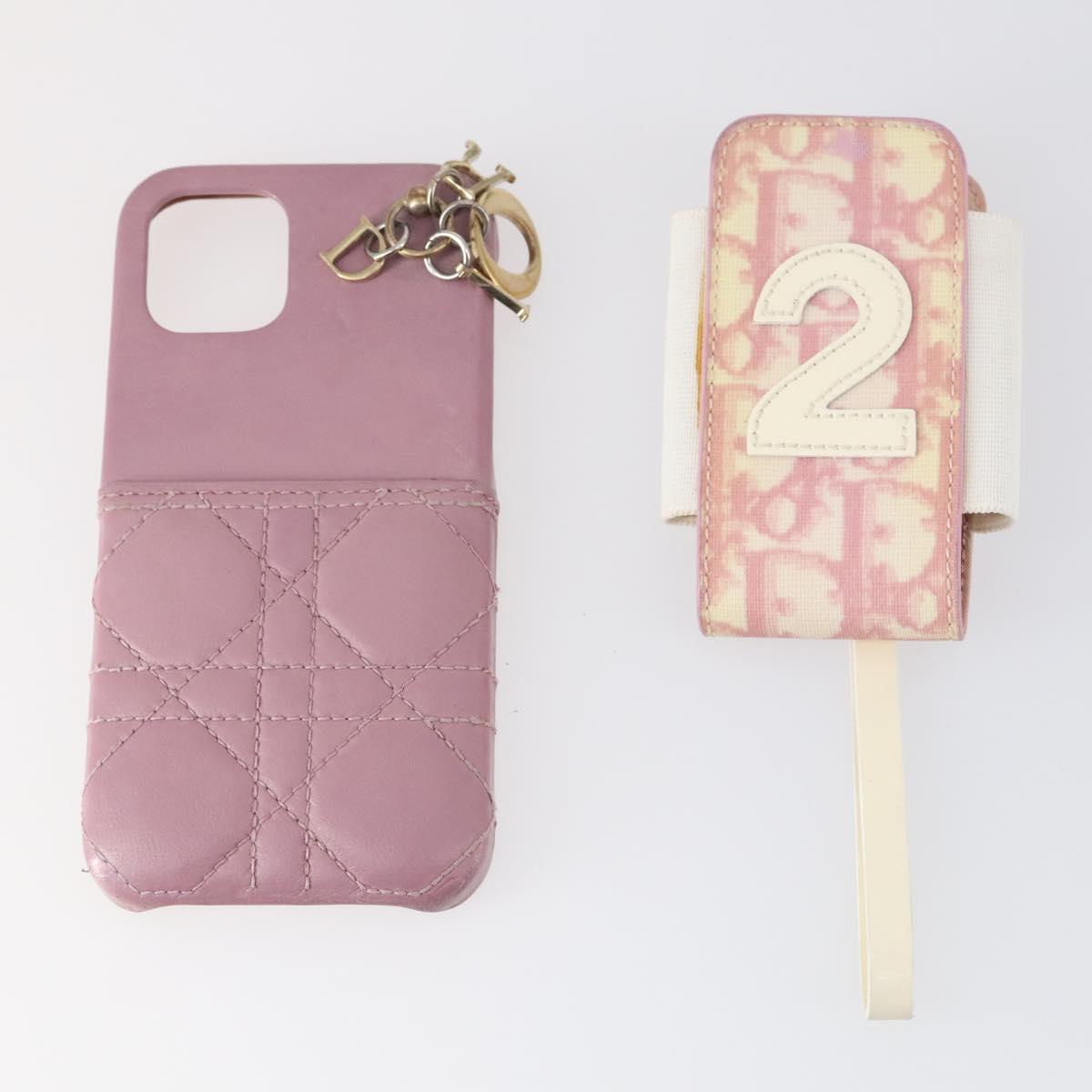 Christian Dior Key Case Leather 7Set Black Pink Brown Auth bs30045