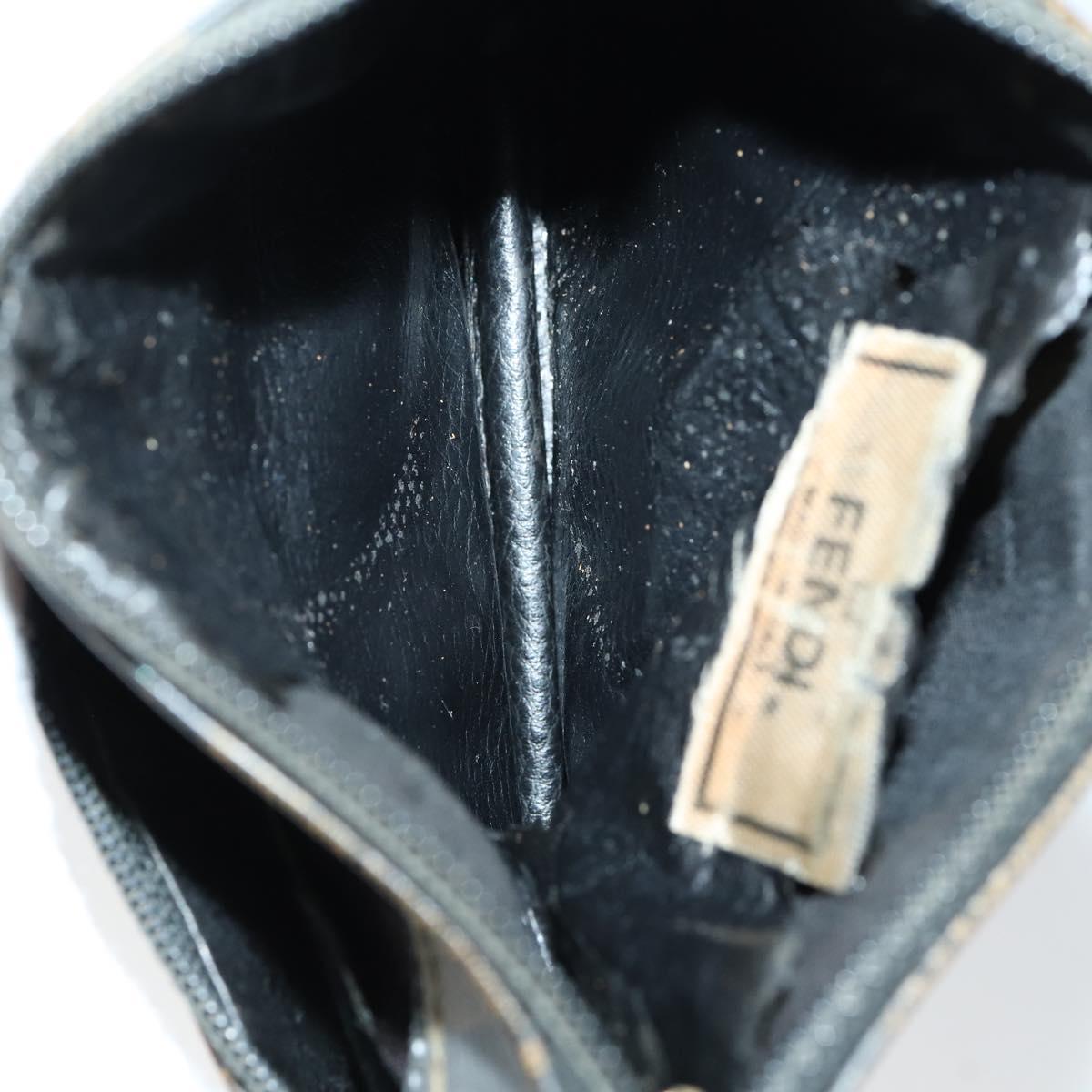 FENDI Pecan Canvas Wallet Leather 7Set Black Brown Auth bs30048