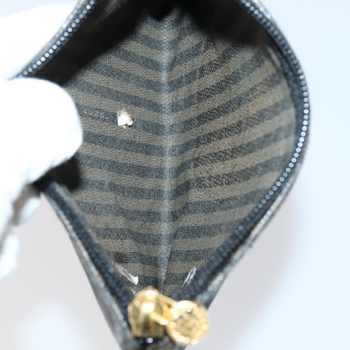 FENDI Pecan Canvas Wallet Leather 7Set Black Brown Auth bs30048