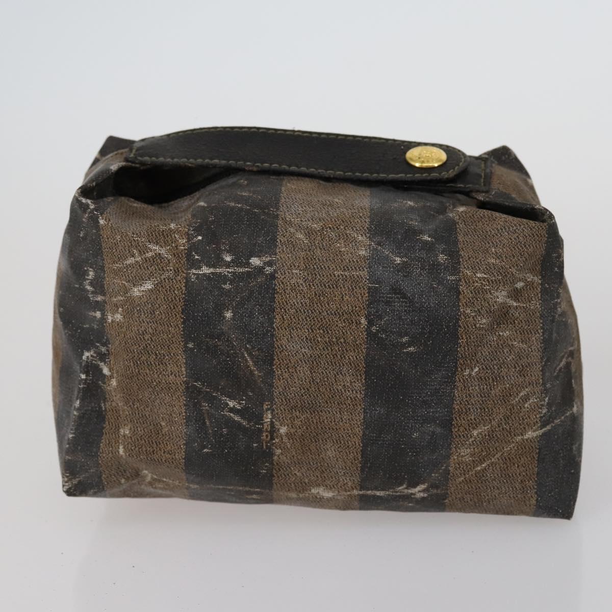 FENDI Pecan Canvas Wallet Leather 7Set Black Brown Auth bs30048