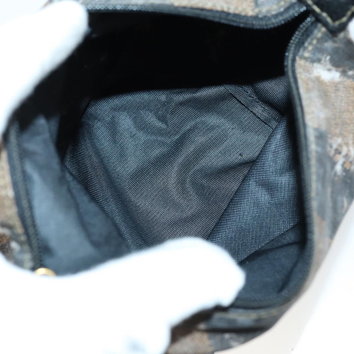 FENDI Pecan Canvas Wallet Leather 7Set Black Brown Auth bs30048