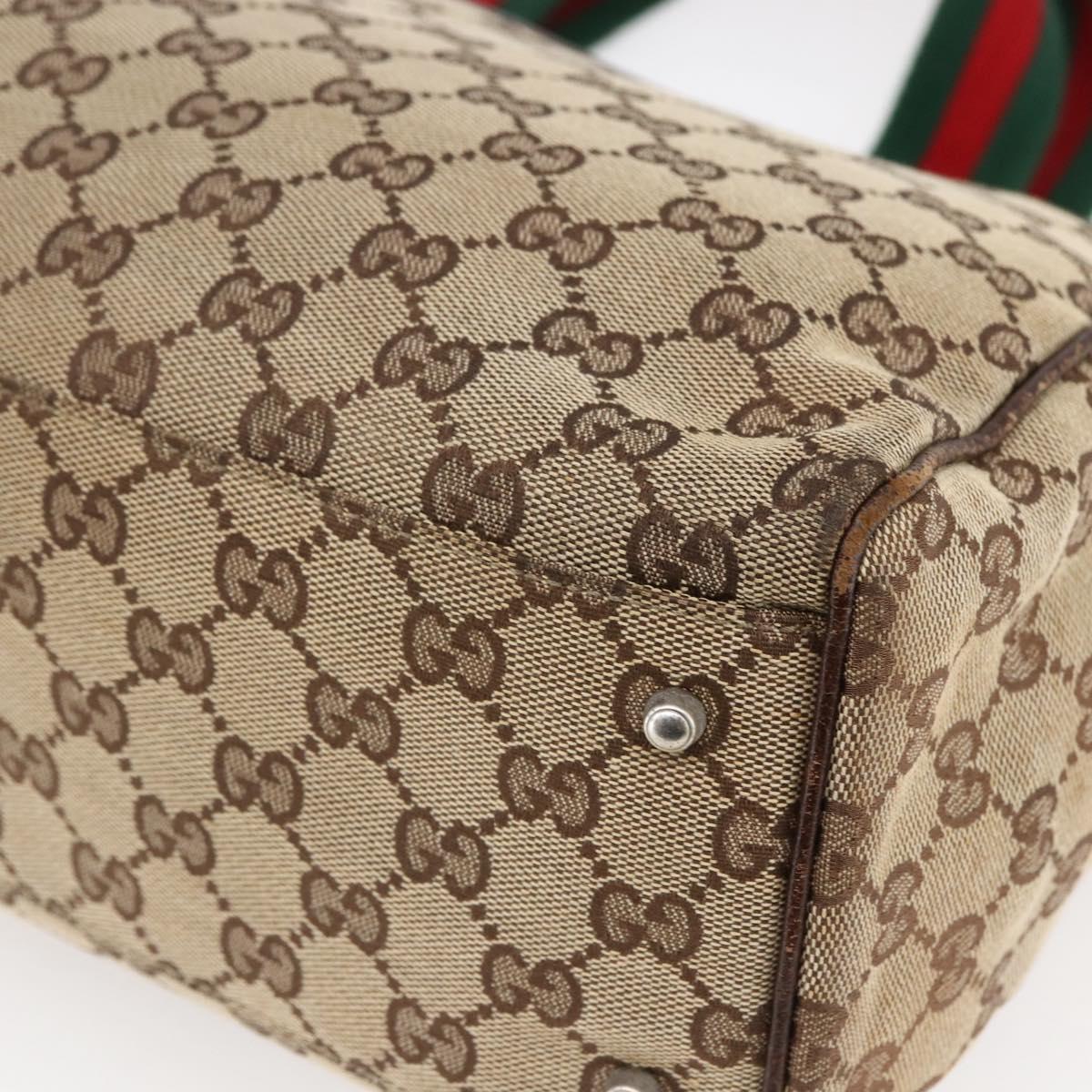 GUCCI GG Canvas Web Sherry Line Tote Bag Beige Gold 145758 Auth bs30053