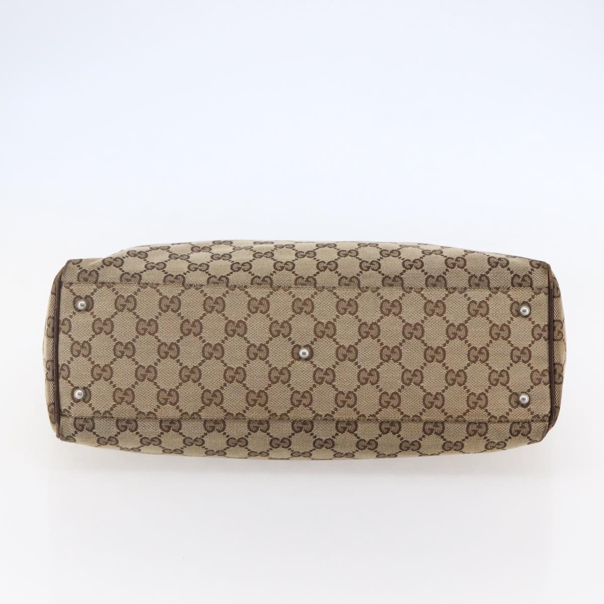 GUCCI GG Canvas Web Sherry Line Tote Bag Beige Gold 145758 Auth bs30053