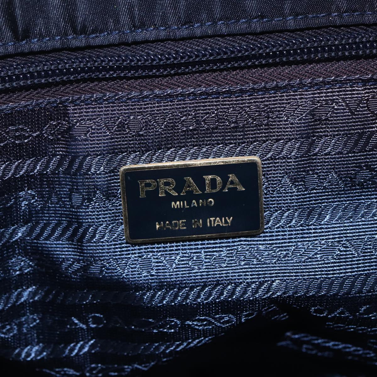 PRADA Tote Bag Nylon Black Gold Auth bs30070