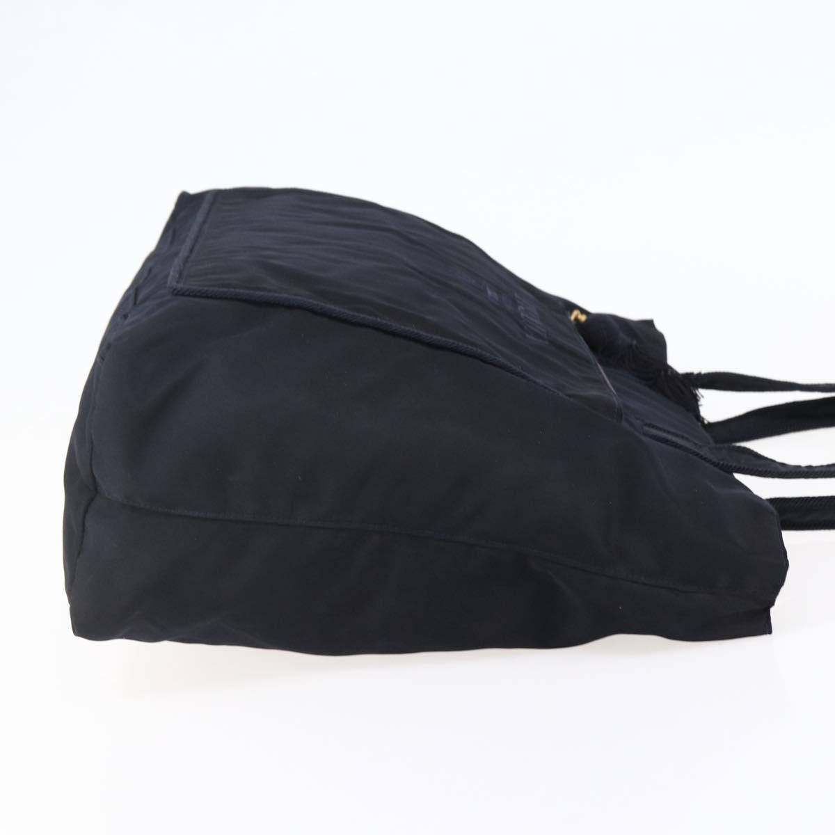 PRADA Tote Bag Nylon Black Gold Auth bs30070