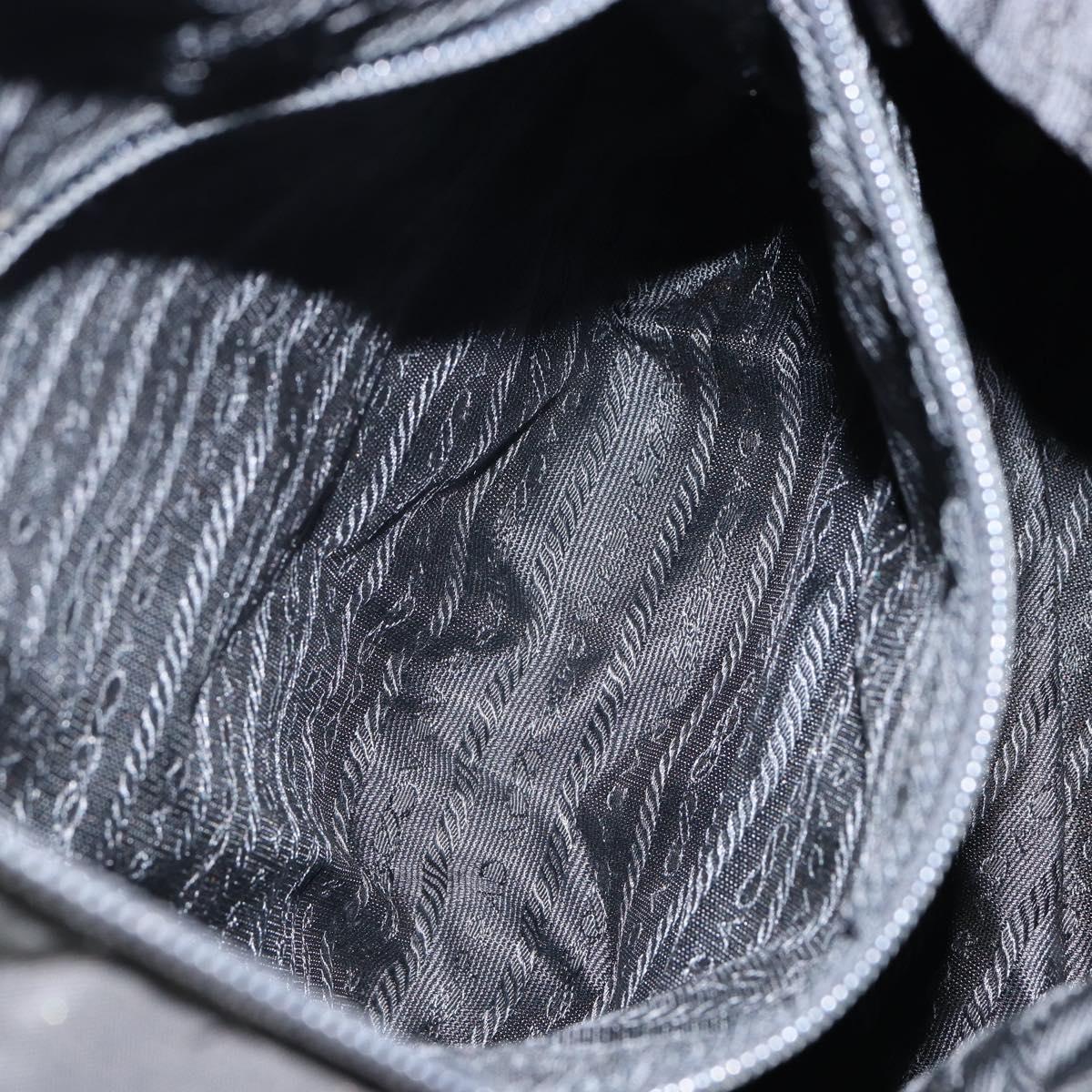 PRADA Shoulder Bag Nylon Leather Black Gold Auth bs30072