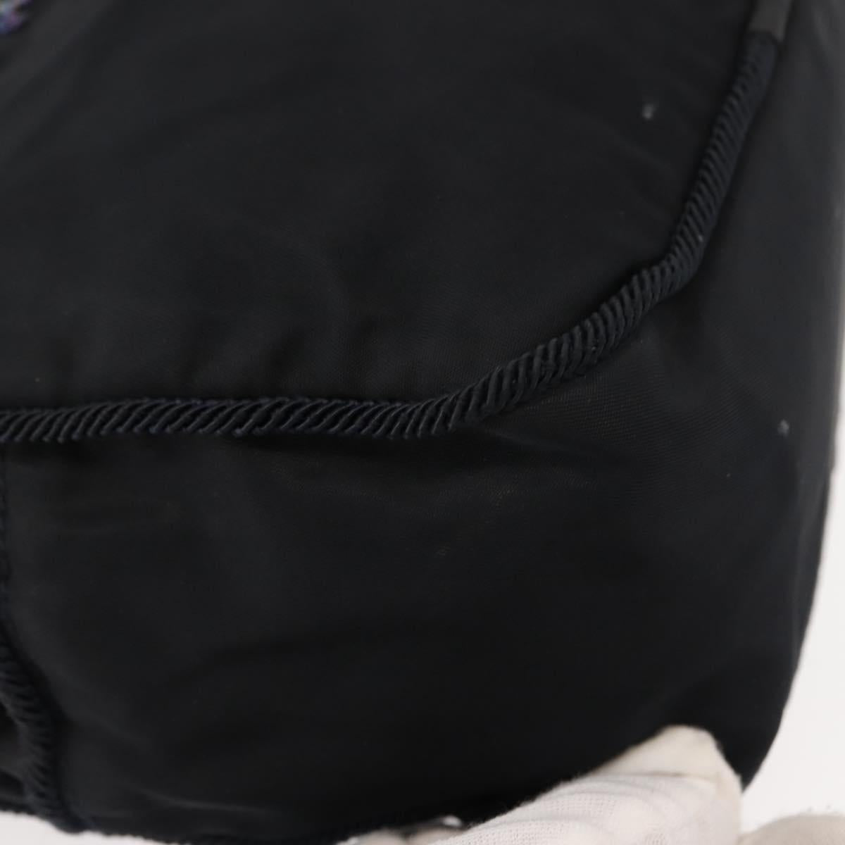 PRADA Beads Tote Bag Nylon Black Silver Auth bs30073