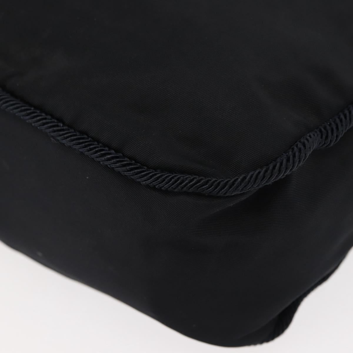 PRADA Beads Tote Bag Nylon Black Silver Auth bs30073