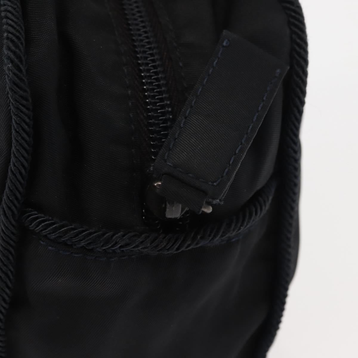 PRADA Beads Tote Bag Nylon Black Silver Auth bs30073