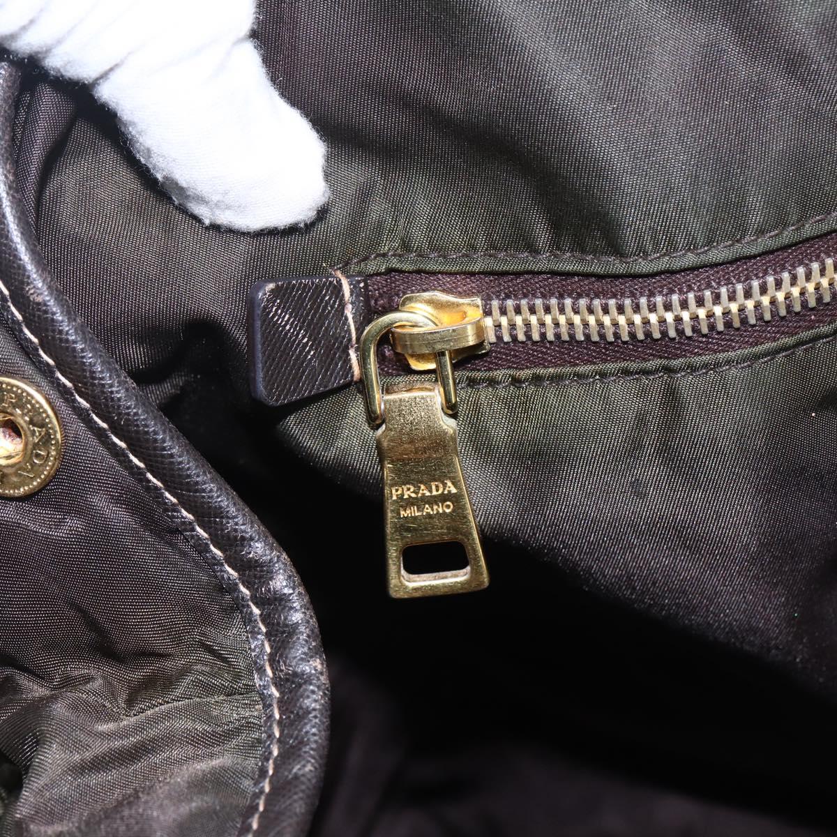 PRADA Tote Bag Nylon Khaki Gold Auth bs30074