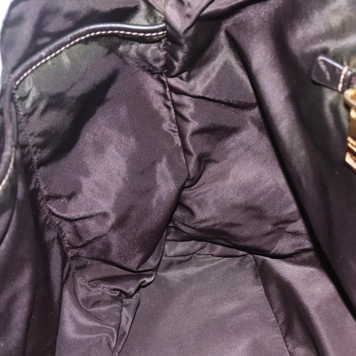 PRADA Tote Bag Nylon Khaki Gold Auth bs30074