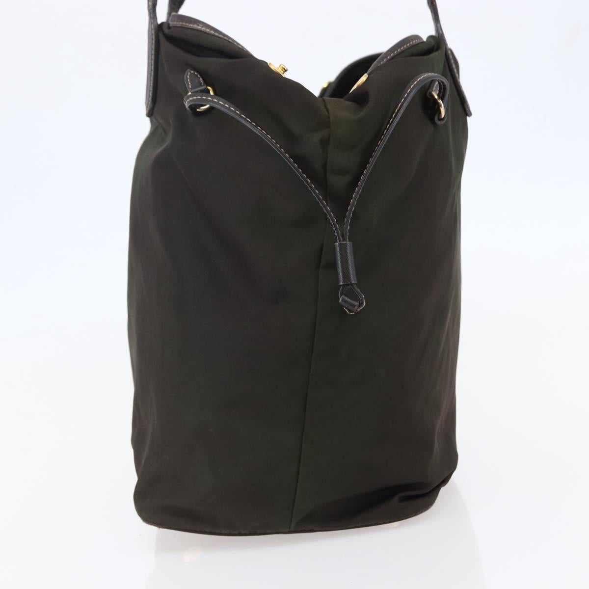 PRADA Tote Bag Nylon Khaki Gold Auth bs30074
