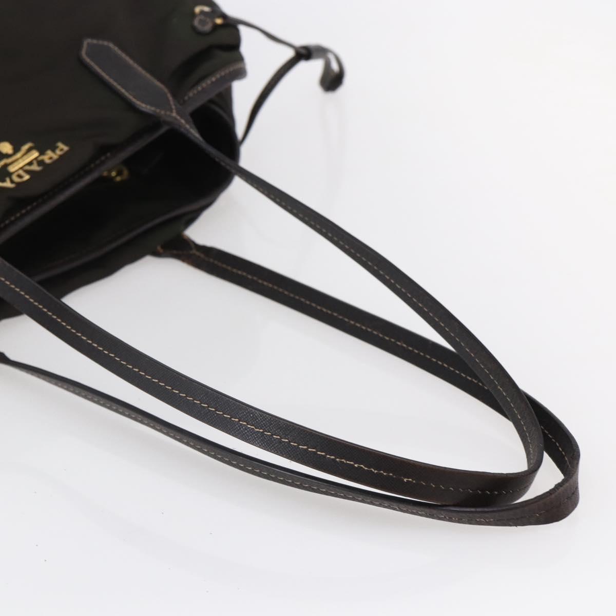 PRADA Tote Bag Nylon Khaki Gold Auth bs30074